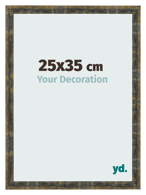 Bilderrahmen 25x35cm Blau Gold Meliert MDF Pisa Vorne Messe | Yourdecoration.at