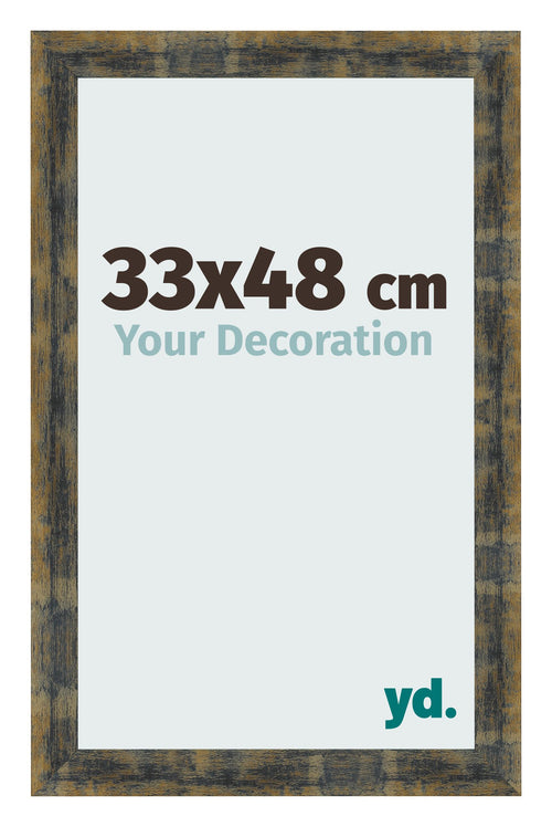 Bilderrahmen 33x48cm Blau Gold Meliert MDF Pisa Vorne Messe | Yourdecoration.at
