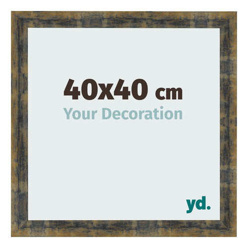 Bilderrahmen 40x40cm Blau Gold Meliert MDF Pisa Vorne Messe | Yourdecoration.at