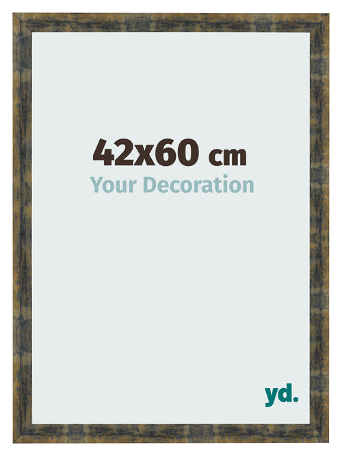 Bilderrahmen 42x60cm Blau Gold Meliert MDF Pisa Vorne Messe | Yourdecoration.at