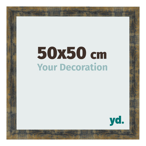 Bilderrahmen 50x50cm Blau Gold Meliert MDF Pisa Vorne Messe | Yourdecoration.at