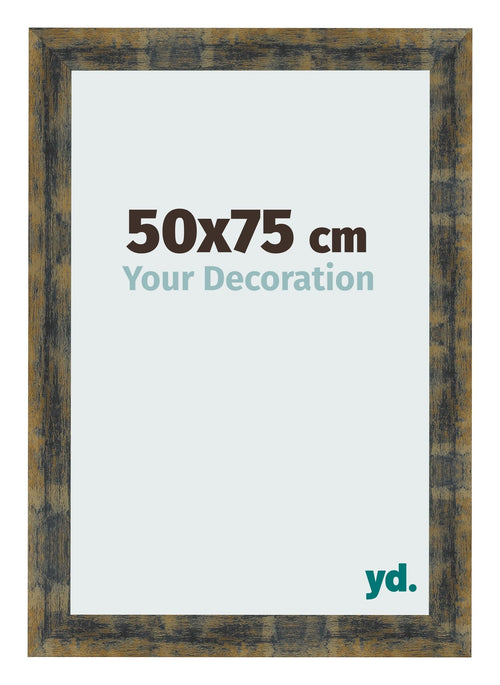 Bilderrahmen 50x75cm Blau Gold Meliert MDF Pisa Vorne Messe | Yourdecoration.at