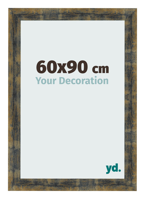 Bilderrahmen 60x90cm Blau Gold Meliert MDF Pisa Vorne Messe | Yourdecoration.at