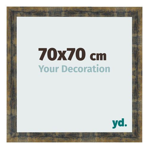 Bilderrahmen 70x70cm Blau Gold Meliert MDF Pisa Vorne Messe | Yourdecoration.at