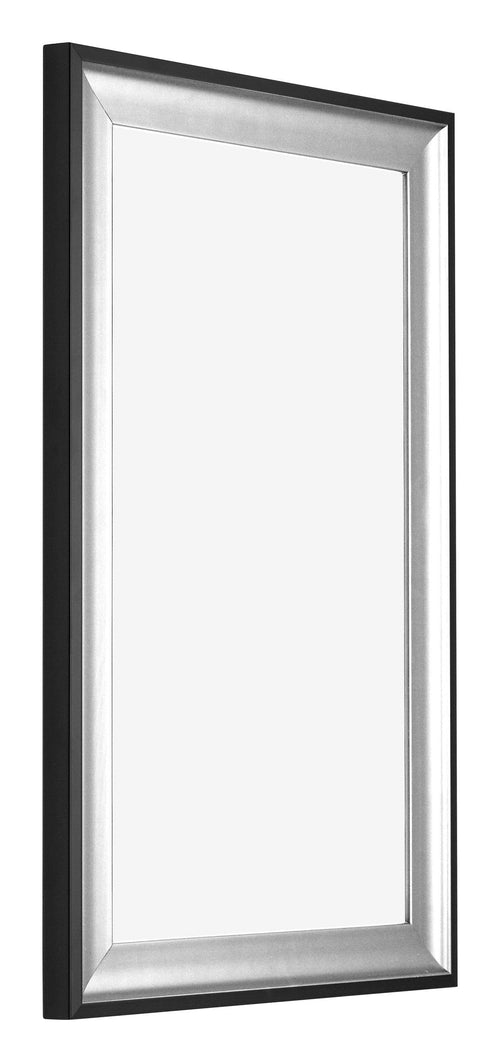 Birmingham Holz Bilderrahmen 30x50cm Schwarz Silber Poliert Vorne Schrag | Yourdecoration.at