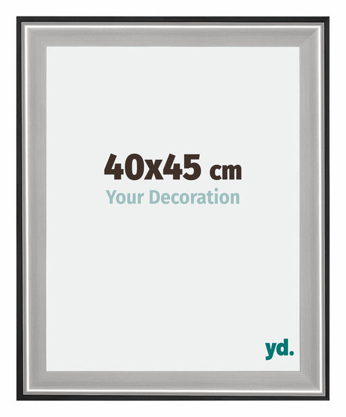 Birmingham Holz Bilderrahmen 40x45cm Schwarz Silber Poliert Messe | Yourdecoration.at