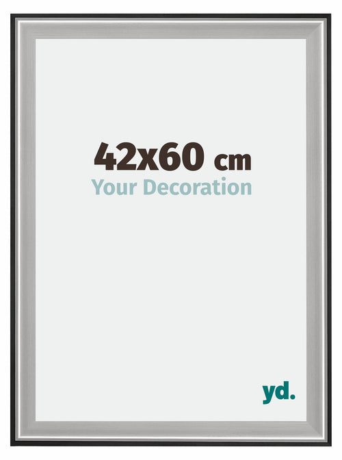 Birmingham Holz Bilderrahmen 42x60cm Schwarz Silber Poliert Messe | Yourdecoration.at