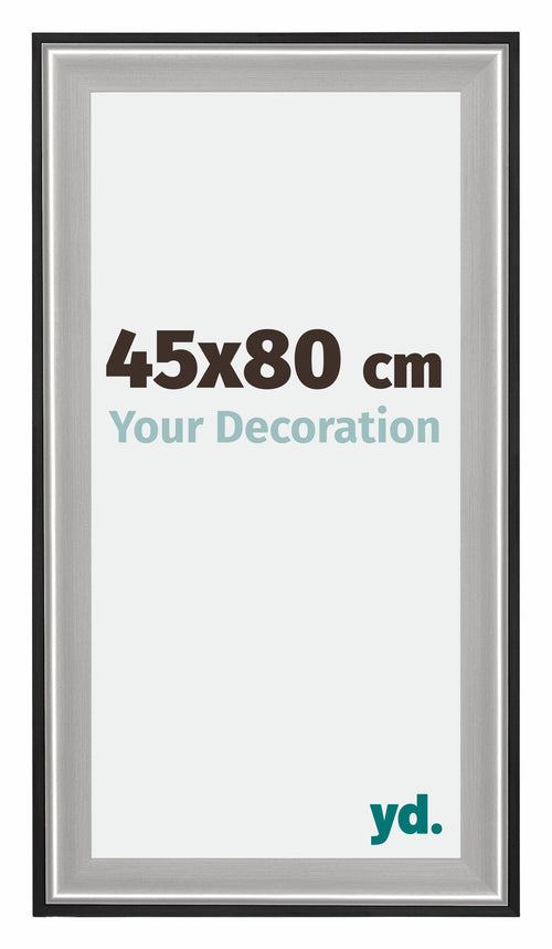 Birmingham Holz Bilderrahmen 45x80cm Schwarz Silber Poliert Messe | Yourdecoration.at
