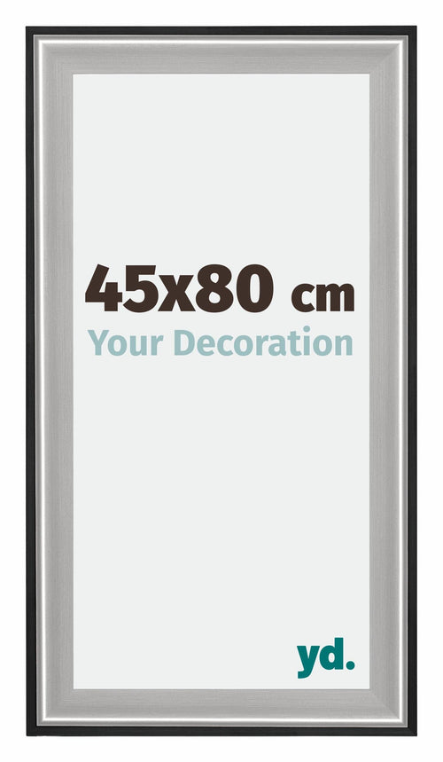 Birmingham Holz Bilderrahmen 45x80cm Schwarz Silber Poliert Messe | Yourdecoration.at