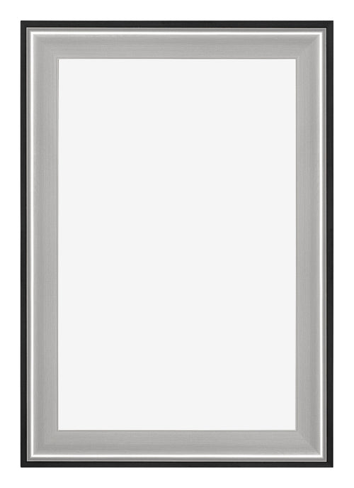 Birmingham Holz Bilderrahmen 50x75cm Schwarz Silber Poliert Vorne | Yourdecoration.at