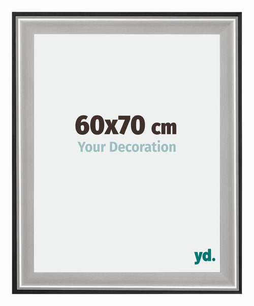 Birmingham Holz Bilderrahmen 60x70cm Schwarz Silber Poliert Messe | Yourdecoration.at