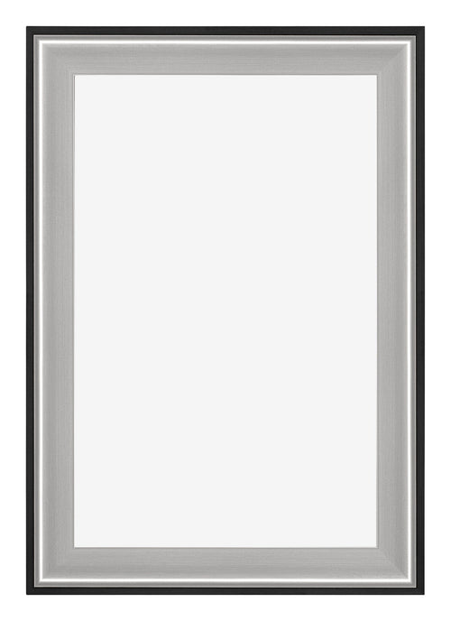 Birmingham Holz Bilderrahmen 60x90cm Schwarz Silber Poliert Vorne | Yourdecoration.at