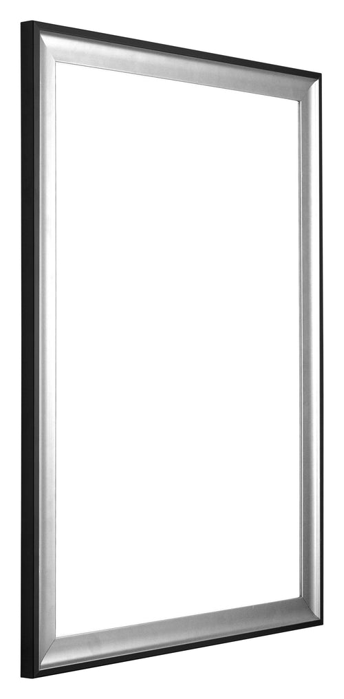 Birmingham Holz Bilderrahmen 68x98cm Schwarz Silber Poliert Vorne Schrag | Yourdecoration.at