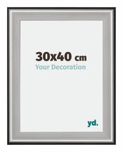 Birmingham Hout Bilderrahmen 30x40cm Schwarz Silber Poliert Messe | Yourdecoration.at