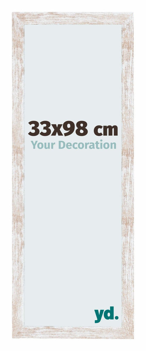 Catania MDF Bilderrahmen 33x98cm White Wash Vorne Messe | Yourdecoration.at