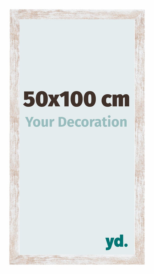 Catania MDF Bilderrahmen 50x100cm White Wash Vorne Messe | Yourdecoration.at