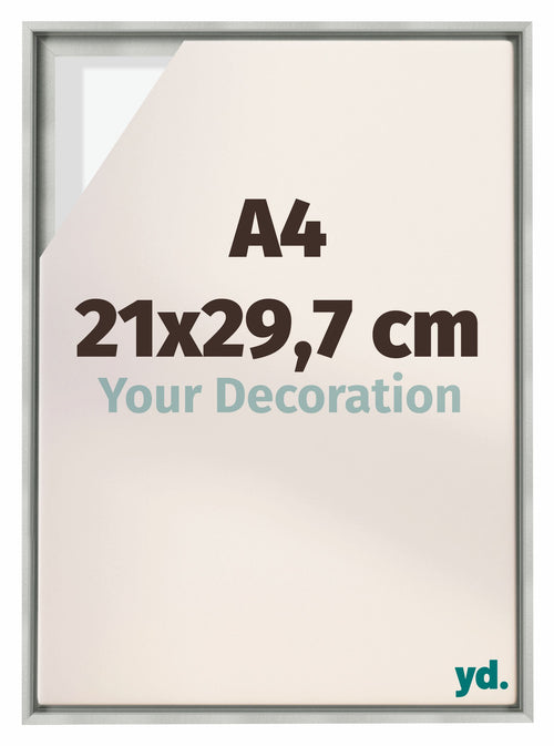 Lyon MDF Schattenfugenrahmen 21x29 7cm A4 Silber Matt Vorne Messe | Yourdecoration.at