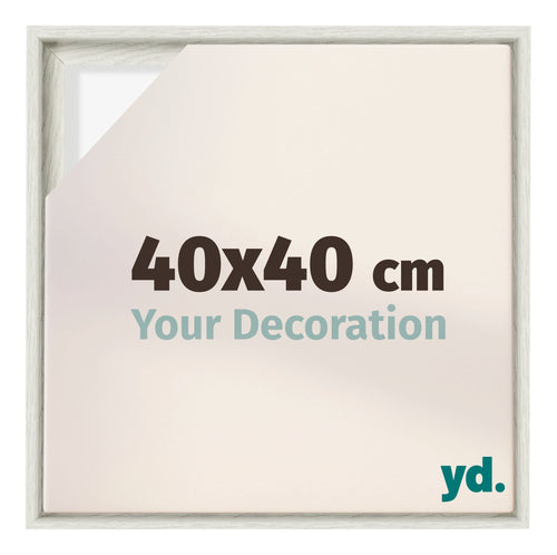 Lyon MDF Schattenfugenrahmen 40x40cm White Wash Vorne Messe | Yourdecoration.at