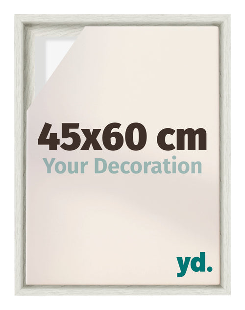 Lyon MDF Schattenfugenrahmen 45x60cm White Wash Vorne Messe | Yourdecoration.at