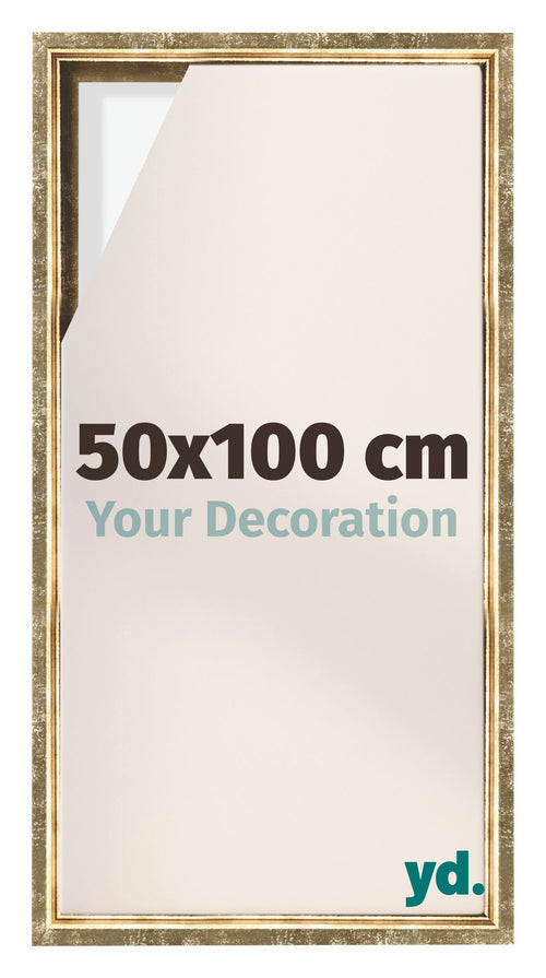 Lyon MDF Schattenfugenrahmen 50x100cm Gold Antik Vorne Messe | Yourdecoration.at