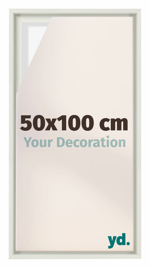 Lyon MDF Schattenfugenrahmen 50x100cm Weiss Matt Vorne Messe | Yourdecoration.at