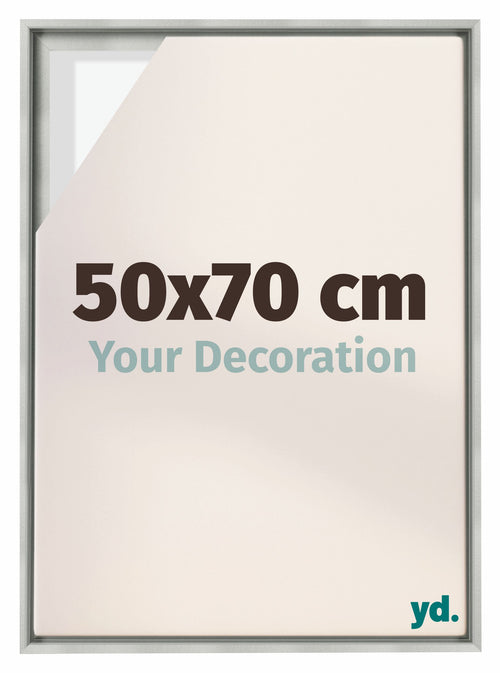 Lyon MDF Schattenfugenrahmen 50x70cm Silber Matt Vorne Messe | Yourdecoration.at
