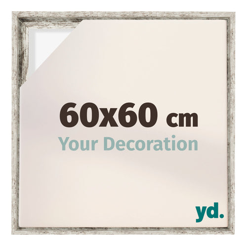 Lyon MDF Schattenfugenrahmen 60x60cm Weiss Vintage Vorne Messe | Yourdecoration.at