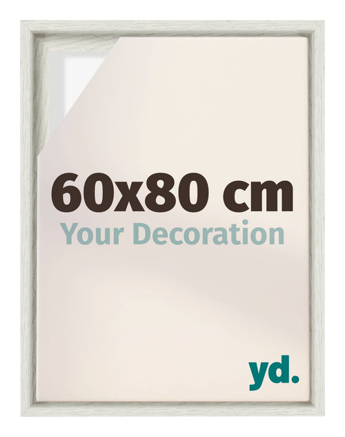 Lyon MDF Schattenfugenrahmen 60x80cm White Wash Vorne Messe | Yourdecoration.at