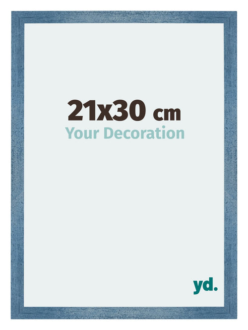 Mura MDF Bilderrahmen 21x30cm Hell Blau Geveegd Vorne Messe | Yourdecoration.at
