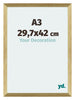 Mura MDF Bilderrahmen 29 7x42cm A3 Gold Glanz Vorne Messe | Yourdecoration.at