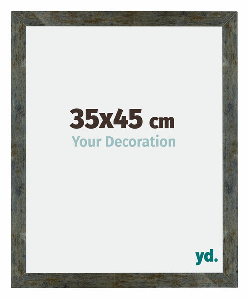 Mura MDF Bilderrahmen 35x45cm Blau Gold Meliert Vorne Messe | Yourdecoration.at