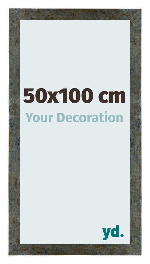 Mura MDF Bilderrahmen 50x100cm Blau Gold Meliert Vorne Messe | Yourdecoration.at