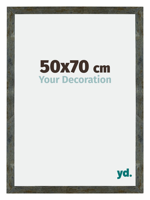 Mura MDF Bilderrahmen 50x70cm Blau Gold Meliert Vorne Messe | Yourdecoration.at