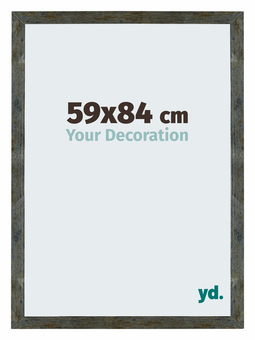 Mura MDF Bilderrahmen 59x84cm Blau Gold Meliert Vorne Messe | Yourdecoration.at