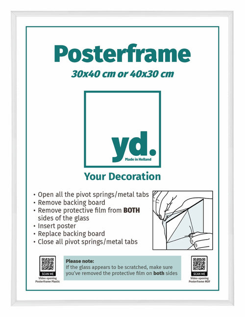 Posterrahmen Kunststoff 30x40cm Weiss Hochglanz Vorne Messe | Yourdecoration.at