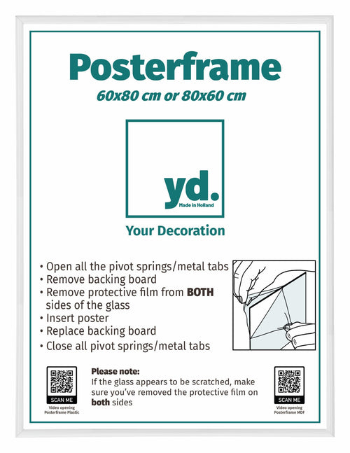 Posterrahmen Kunststoff 60x80cm Weiss Hochglanz Vorne Messe | Yourdecoration.at