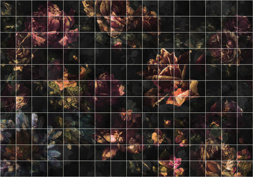 Komar Vlies Fototapete Inx8 080 Tiles Flowers | Yourdecoration.at