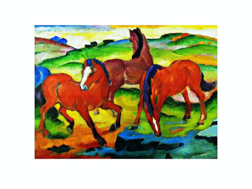 Franz Marc Die großen roten Pferde Kunstdruck 71x56cm | Yourdecoration.de