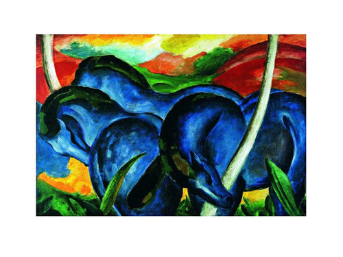 Franz Marc Die großen blauen Pferde Kunstdruck 71x56cm | Yourdecoration.de