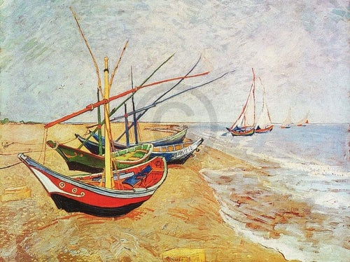 Vincent Van Gogh Barche sulla spiaggia Kunstdruck 80x60cm | Yourdecoration.de