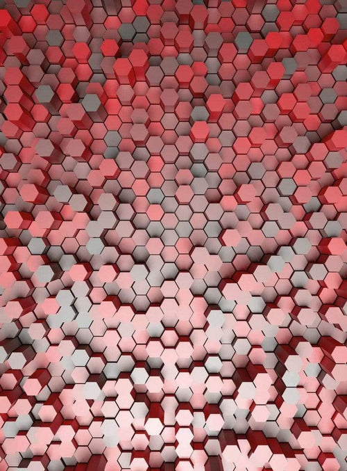 Wizard+Genius 3D Pentagons Red Vlies Fototapete 192x260cm 4 bahnen | Yourdecoration.de