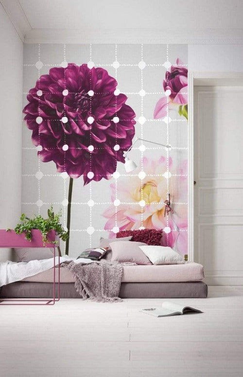 Komar Flowers and Dots Vlies Fototapete 200x250cm 2 bahnen Sfeer | Yourdecoration.de