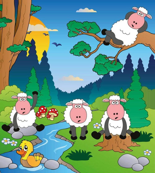 Dimex Sheep in Forest Fototapete 225x250cm 3 Bahnen | Yourdecoration.de