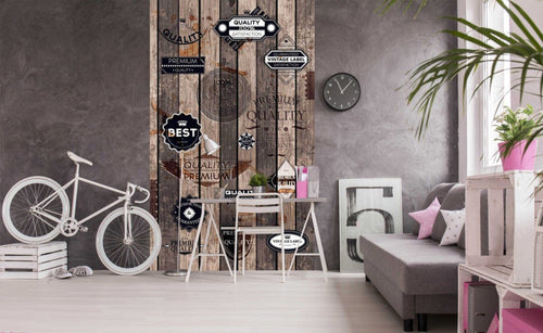 Dimex Vintage Labels Fototapete 150x250cm 2 Bahnen Interieur | Yourdecoration.de