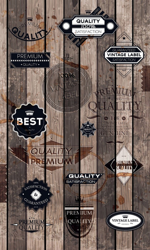 Dimex Vintage Labels Fototapete 150x250cm 2 Bahnen | Yourdecoration.de