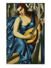 Kunstdruck Tamara De Lempicka Donna in Blu suona mandolino 60x80cm TDL 16 | Yourdecoration.at