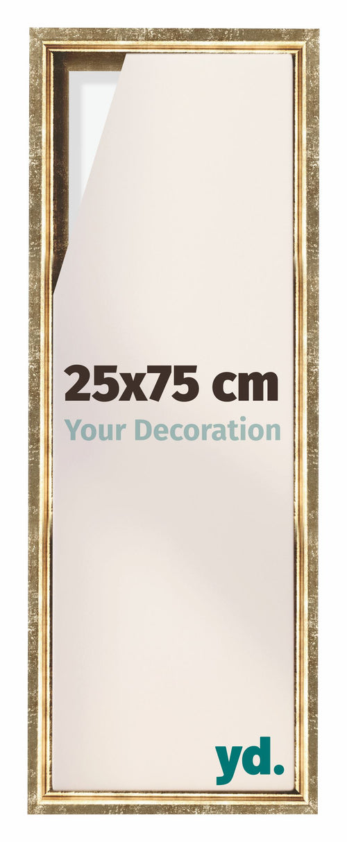 Lyon MDF Schattenfugenrahmen 25x75cm Gold Antik Vorne Messe | Yourdecoration.at