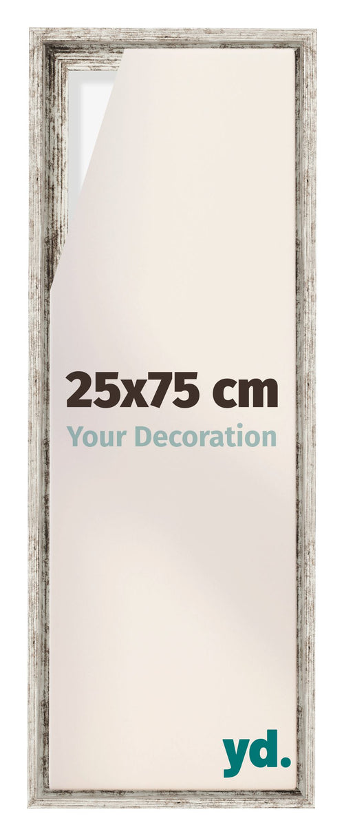 Lyon MDF Schattenfugenrahmen 25x75cm Weiss Vintage Vorne Messe | Yourdecoration.at