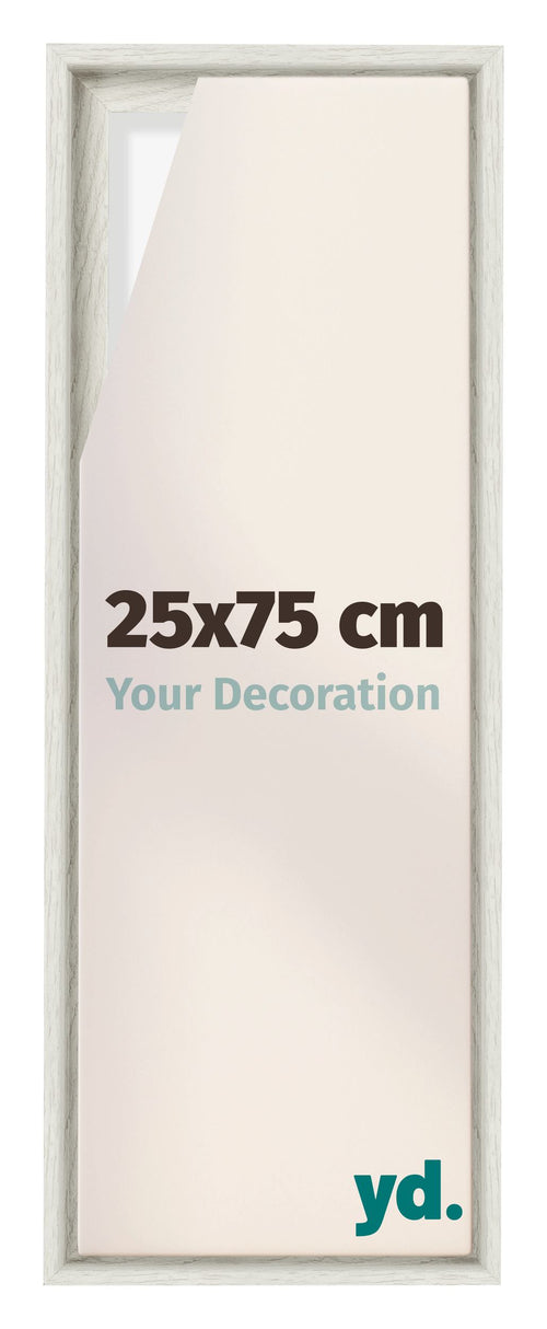 Lyon MDF Schattenfugenrahmen 25x75cm White Wash Vorne Messe | Yourdecoration.at