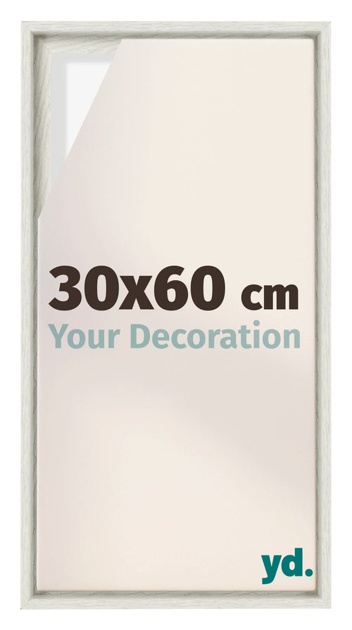 Lyon MDF Schattenfugenrahmen 30x60cm White Wash Vorne Messe | Yourdecoration.at